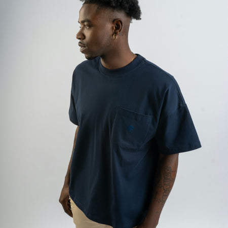 Logo Pocket Tee Oversized - Navy